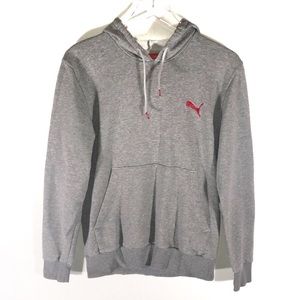 [Puma] Gray Hoodie With Red Puma Size Small